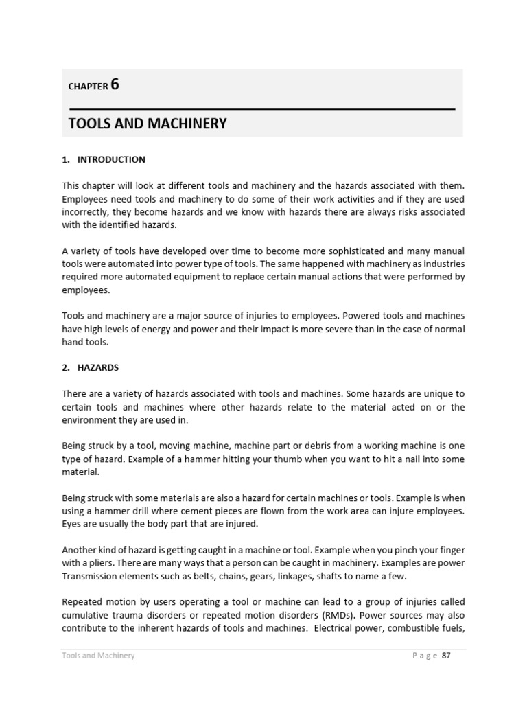 Tools and Machinery Safety Hazards | PDF | Machines | Grinding ...