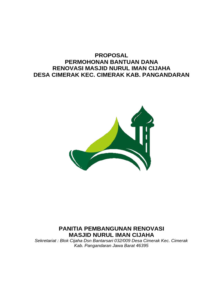 Proposal Renovasi Masjid Nurul Iman | PDF