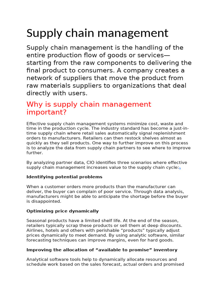 Supply Chain Management | PDF | Supply Chain Management | Supply Chain