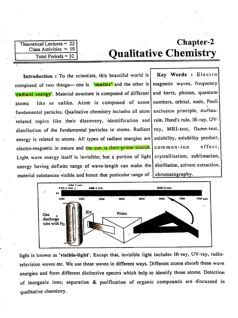 Ev Chemistry 1st Paper Chapter 2 Qulititive Chemistry Pdf