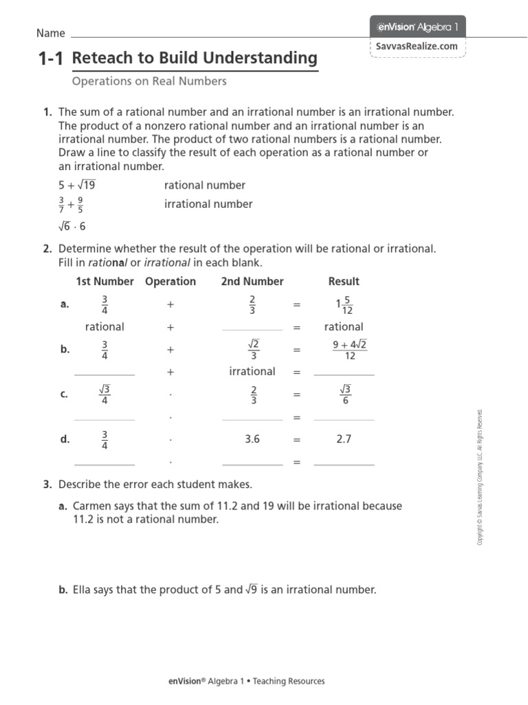 Operations with Rational and Irrational Numbers | PDF | Mathematics ...