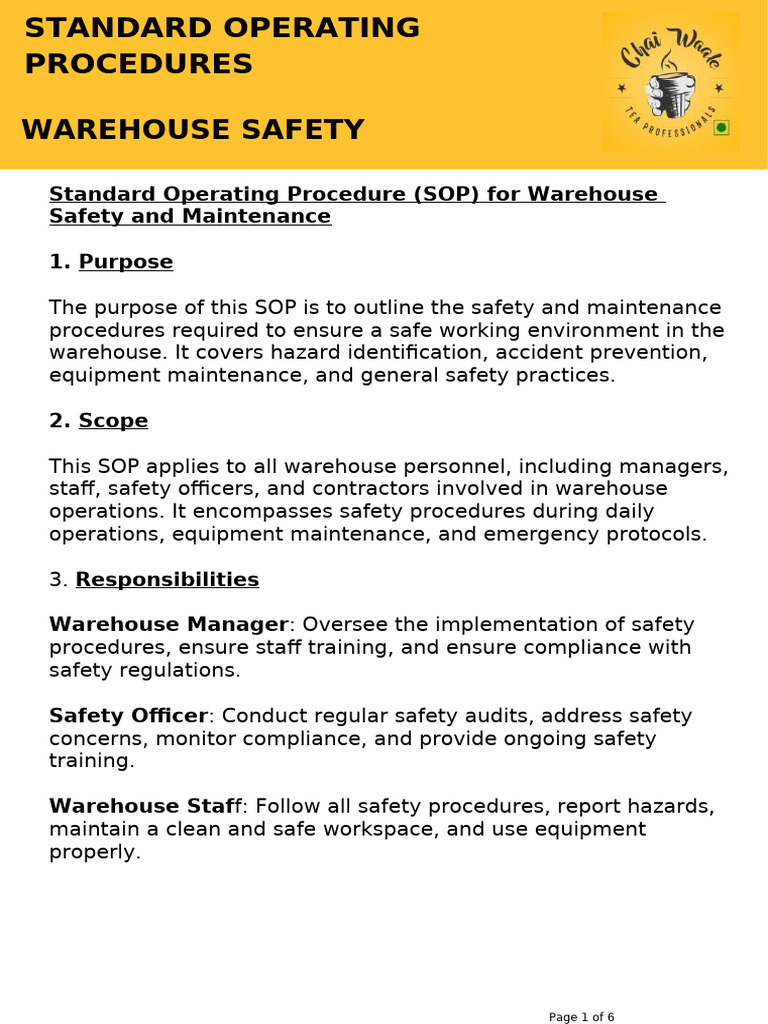 Warehouse Safety SOP and Guidelines | PDF | Personal Protective ...