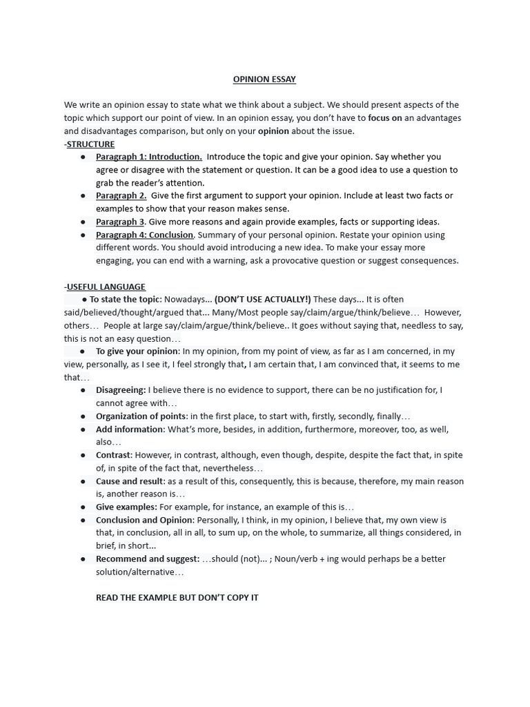 How to Write an Opinion Essay | PDF | Essays | Opinion