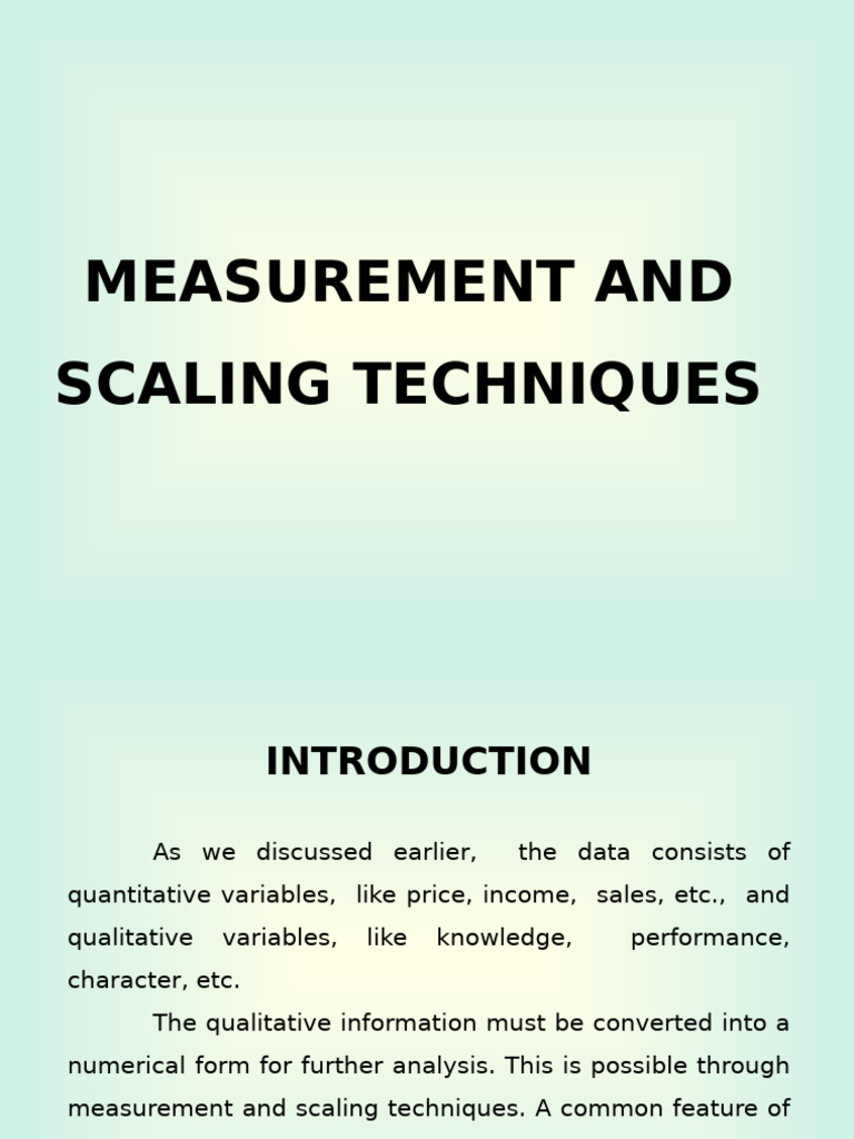 Types of Scaling Techniques Explained | PDF | Level Of Measurement ...