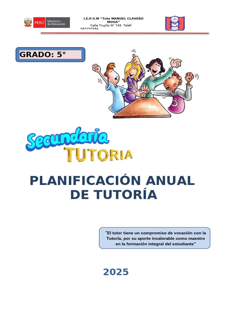 Plan Anual de Tutoría 2025 | PDF | Enseñando | Las emociones