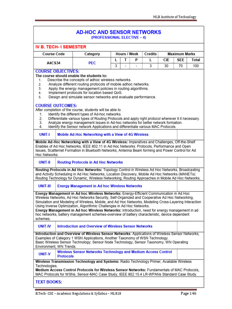 Ad-Hoc and Sensor Networks Syllabus | PDF | Wireless Ad Hoc Network ...