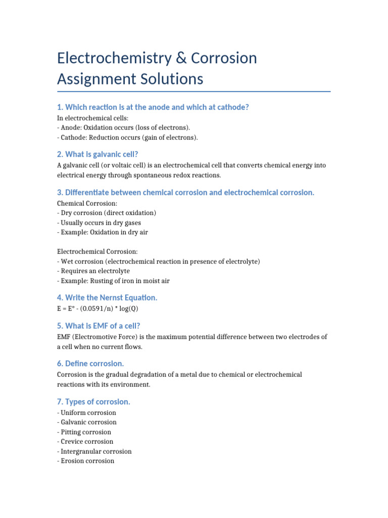 Chemical vs. Electrochemical Corrosion | PDF | Electrochemistry | Corrosion