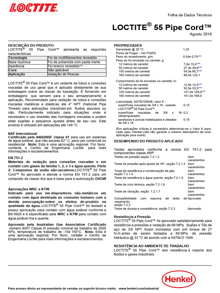 Loctite Henkel Catalogo | PDF | Patente | Parafuso