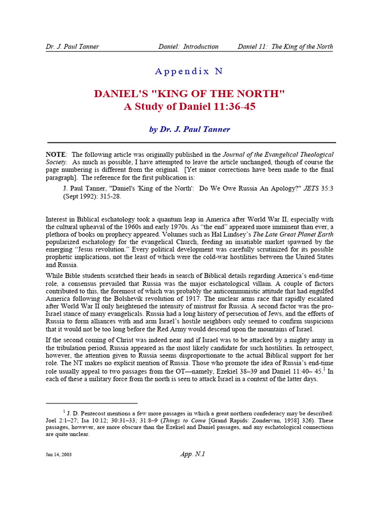 Daniel 11:36-45 and the King of the North | PDF | Book Of Daniel ...