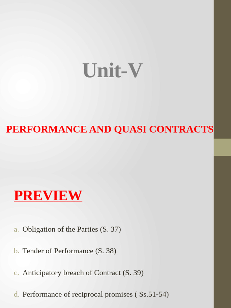 contract act unit 5 ballb | PDF | Breach Of Contract | Offer And Acceptance