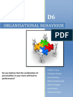 Organisational Behaviour: Do You Believe That The Combination of Personalities in Your Team Will Lead To Performance?