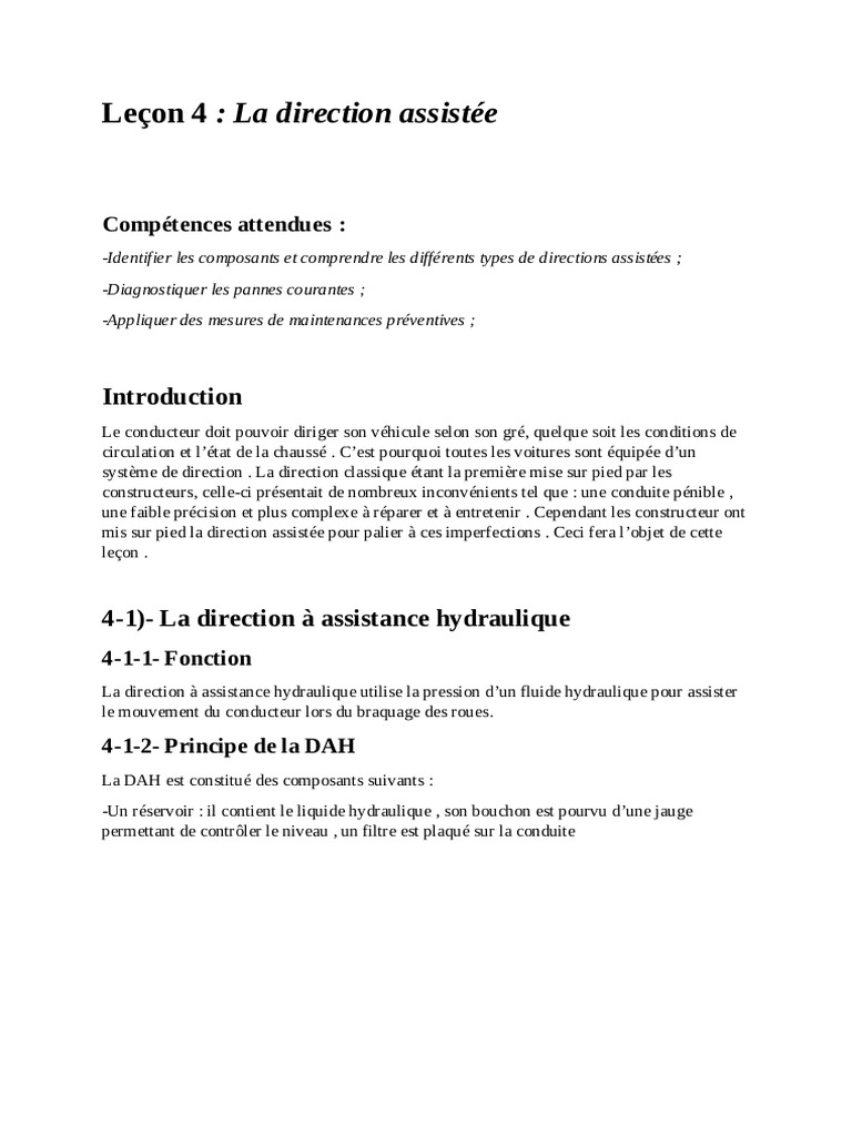 Direction Assistée : Types et Fonctionnement | PDF | Pompe | Électronique