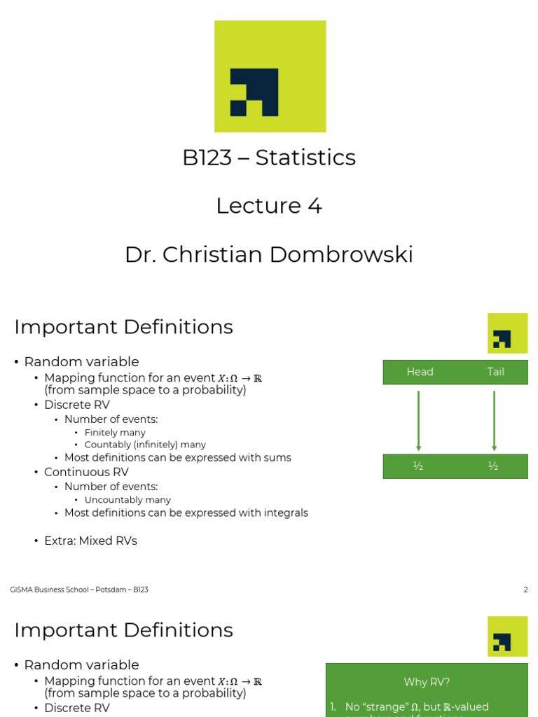 Lecture 4 | PDF | Probability Distribution | Mathematical Concepts