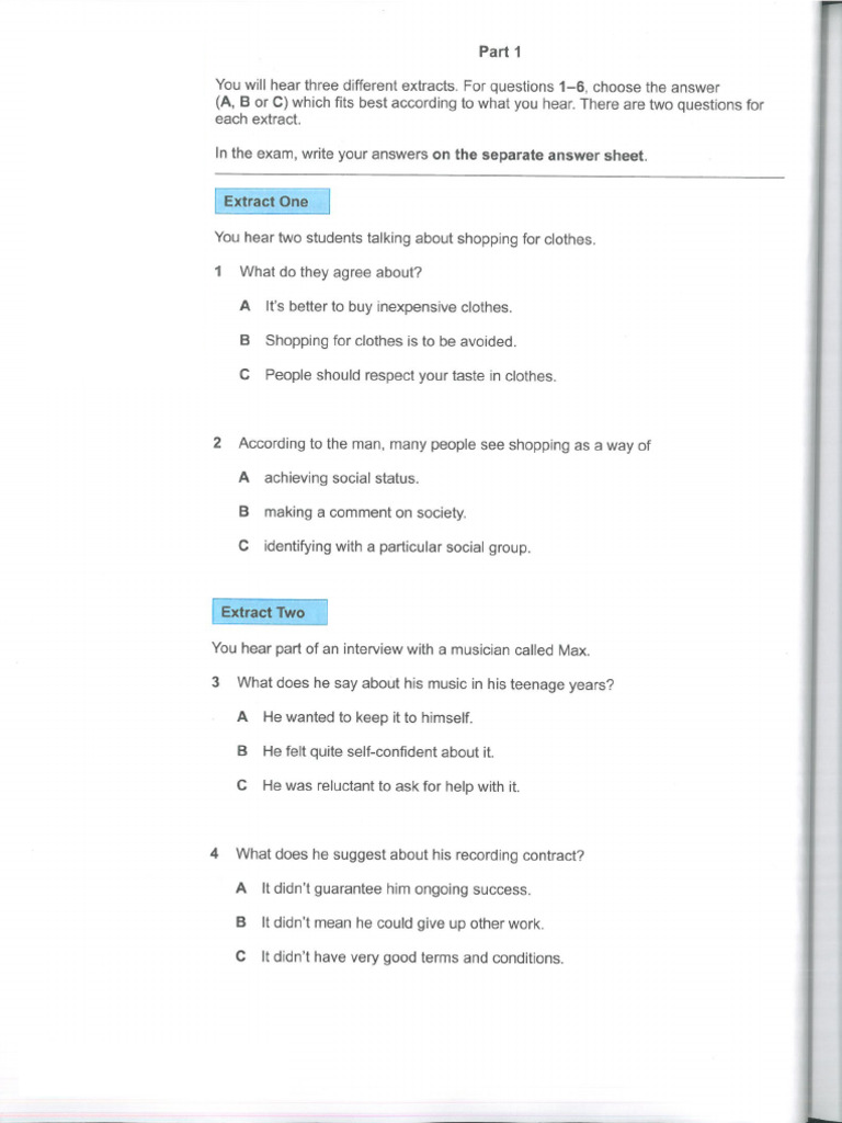 Test 2 CAE Listening (AC9 T6 7.3.25) | PDF