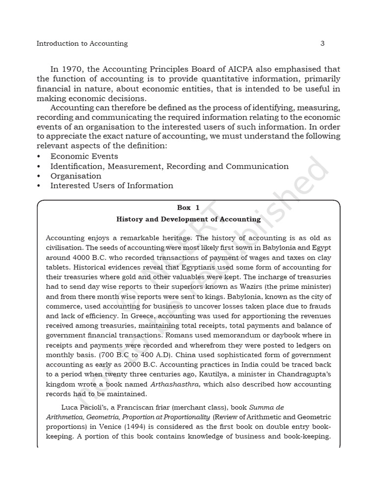 Box 1 History and Development of Accounting | PDF | Debits And Credits ...