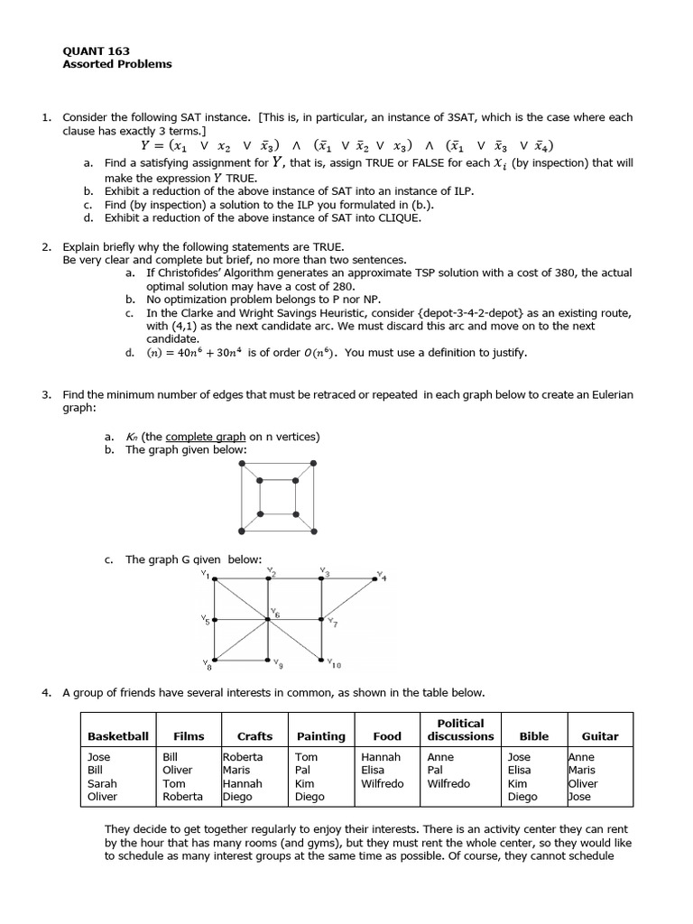 SAT, Graph Theory, and Optimization Problems | PDF | Theoretical ...
