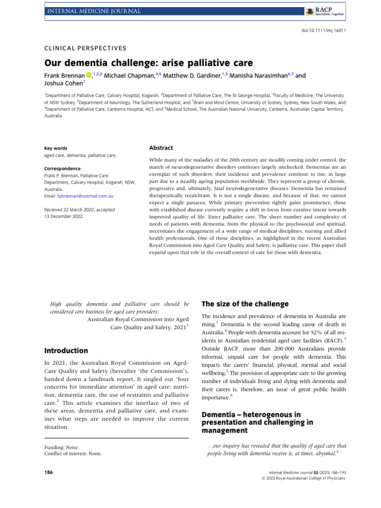 Palliative Care's Role in Dementia Care | PDF | Palliative Care | Dementia