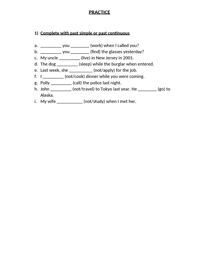 Past Simple or Continuous | PDF
