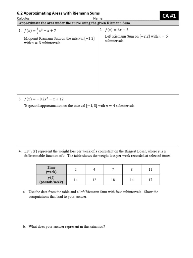 Riemann Sums: Area Approximations | PDF | Calculus | Mathematical Analysis