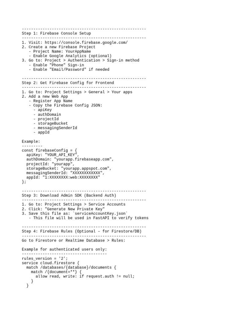 Firebase Setup for Phone Authentication | PDF | Mobile App | Software