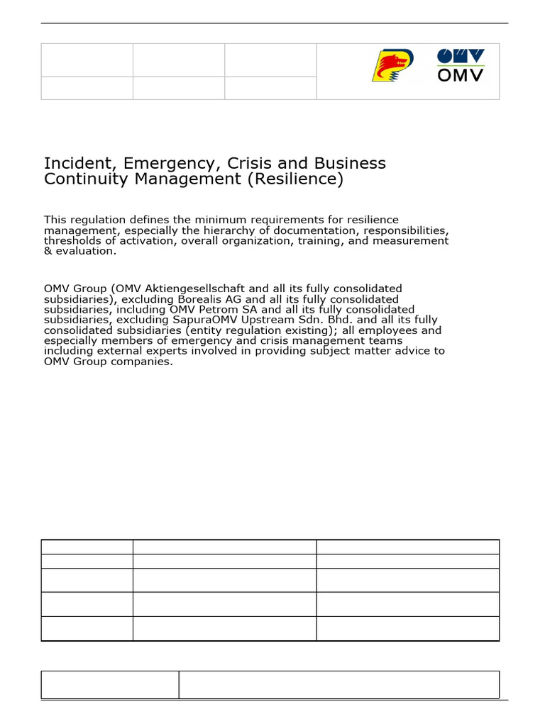 Crisis and Business Continuity Regulation | PDF | Crisis Management ...