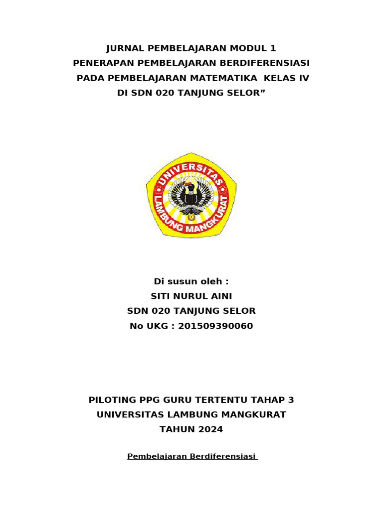 Jurnal Pembelajaran Modul 1 | PDF