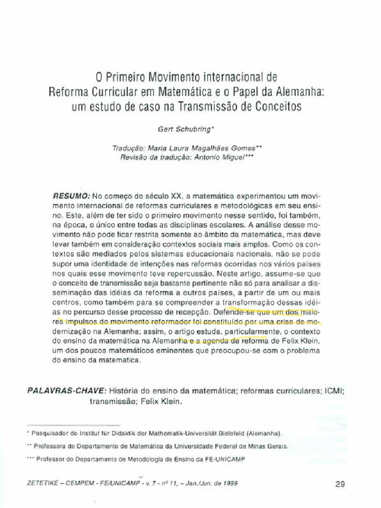 O Primeiro Movimento Internacional de Reforma Curricular | PDF