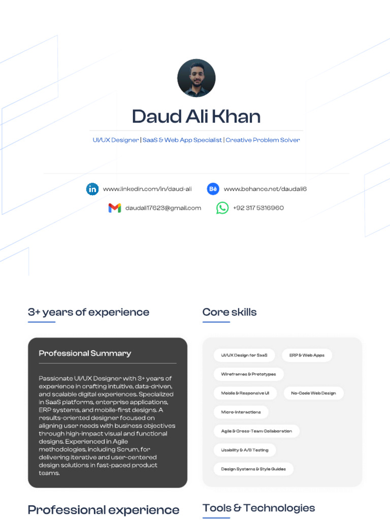Daud Resume UX UI Designer | PDF | Software Engineering | Design