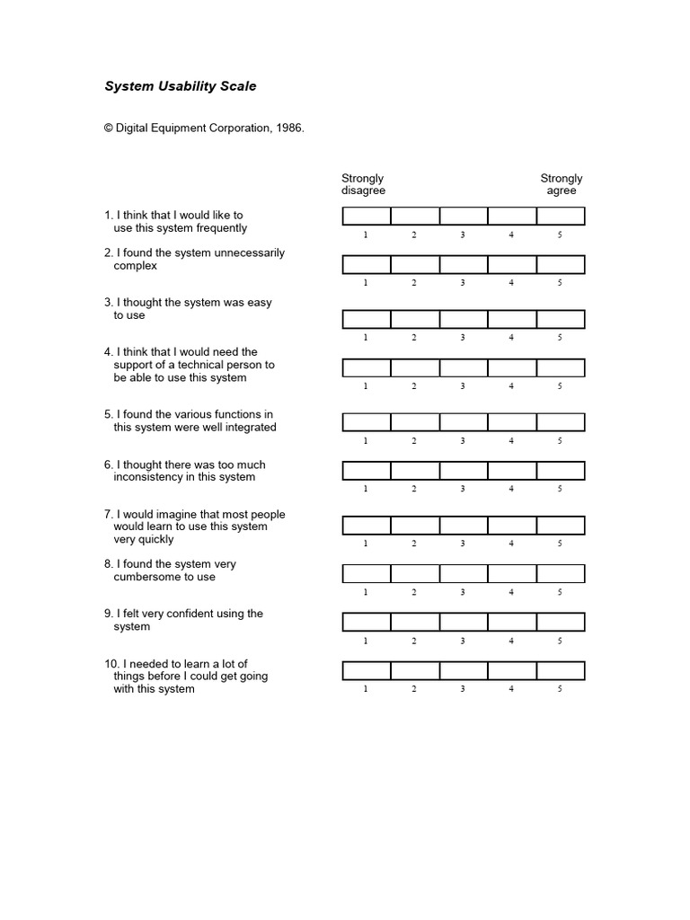 System Usability Scale Template | PDF