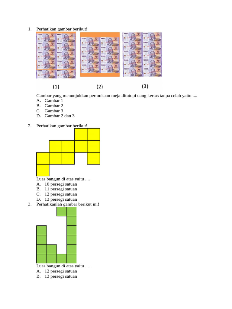Soal Volume dan Luas Kelas 4 SD | PDF