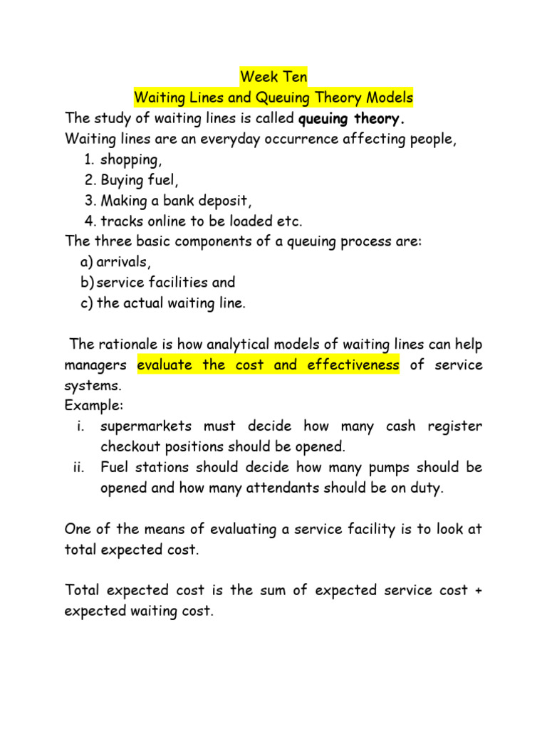 Queuing Theory: Analyzing Waiting Lines | PDF | Applied Mathematics ...