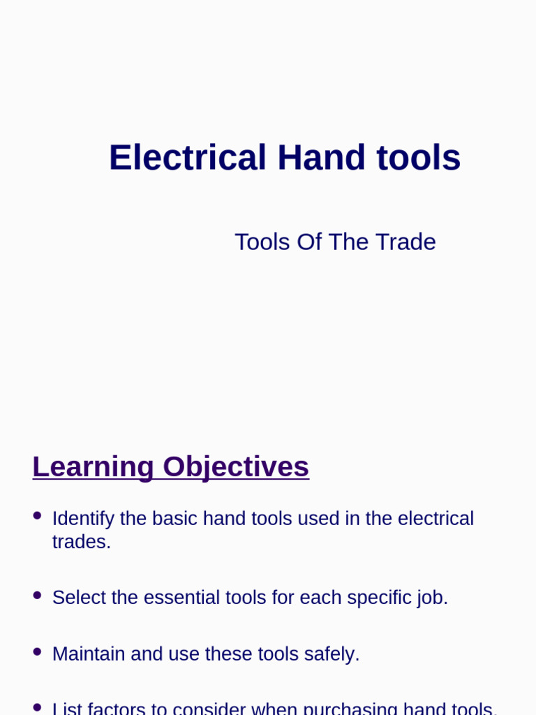 electricaltools | PDF | Electrician | Electrical Wiring