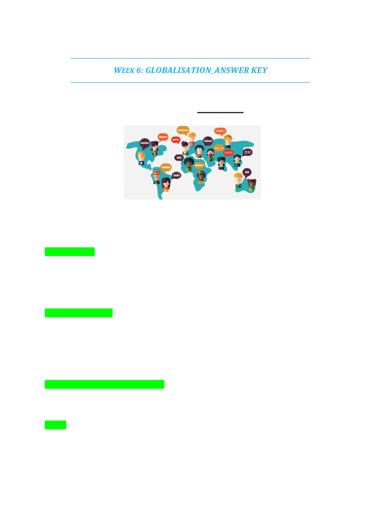 Globalisation - ANSWER KEY | PDF | English Language | Spanish Language