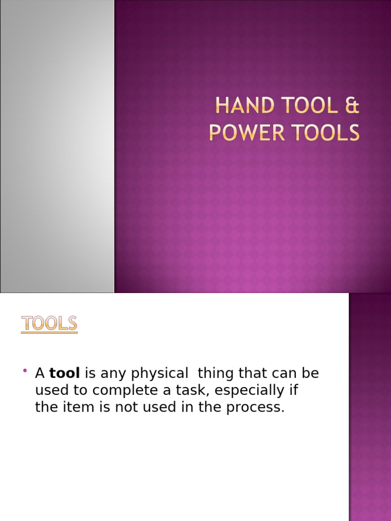 Hand and Power Tools Overview | PDF | Screw | Voltage