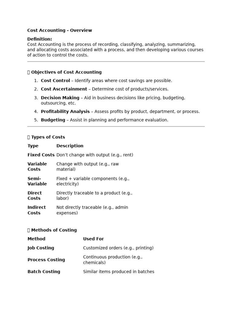 Cost Accounting Notes | PDF | Cost Accounting | Cost