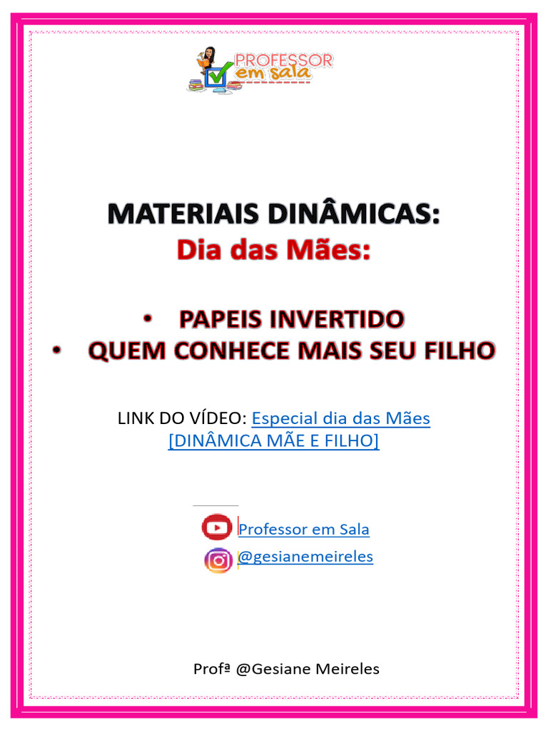 Dinâmicas para o Dia das Mães | PDF | Amor