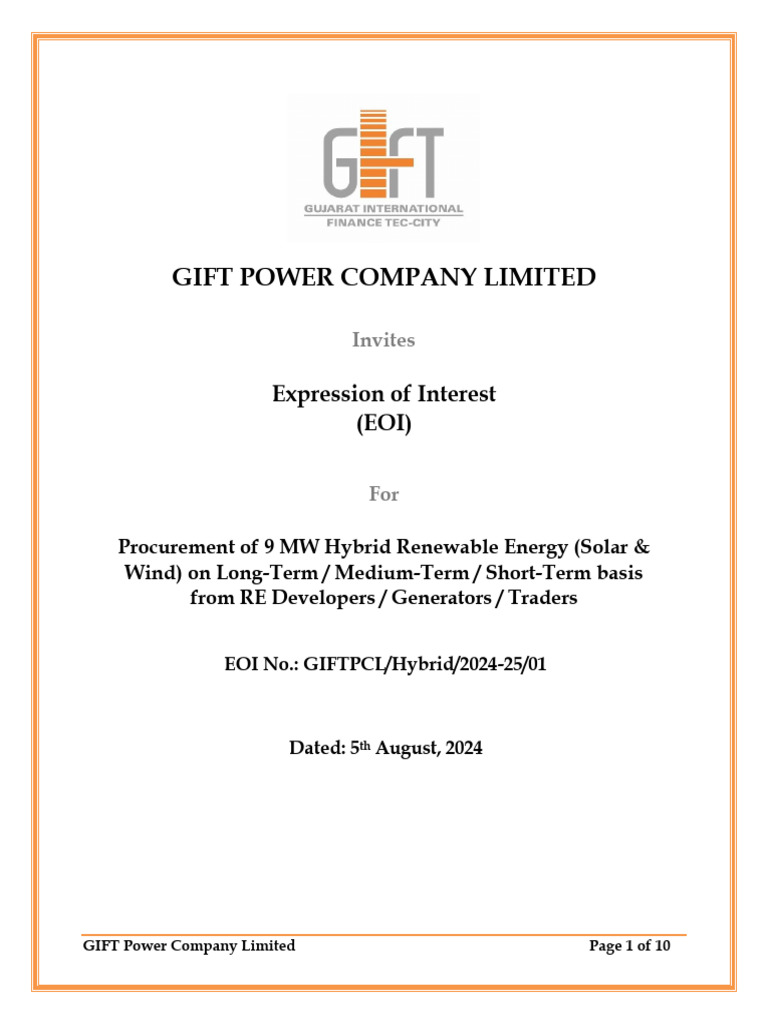 Expression of Interest For Hybrid RE Procurement 1722871711 | PDF ...