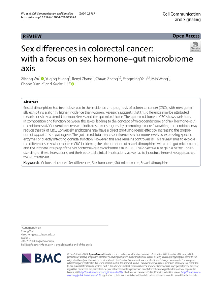 Sex Differences in Colorectal Cancer | PDF | Estradiol | Chemistry