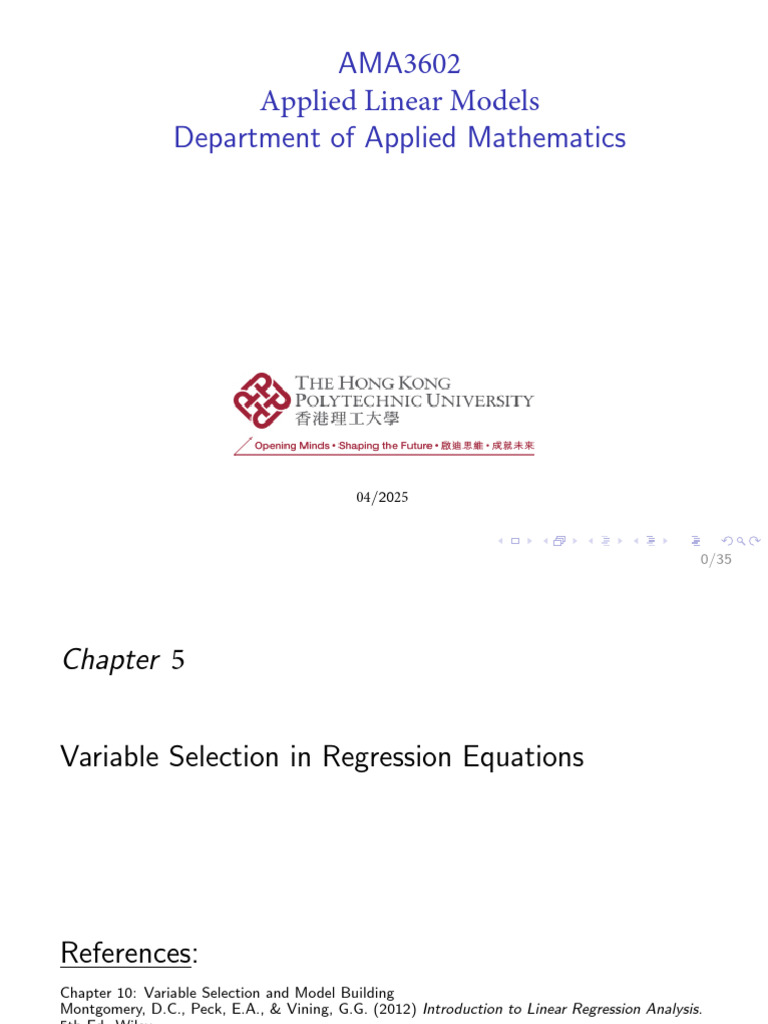Variable Selection in Regression Models | PDF | Linear Regression ...