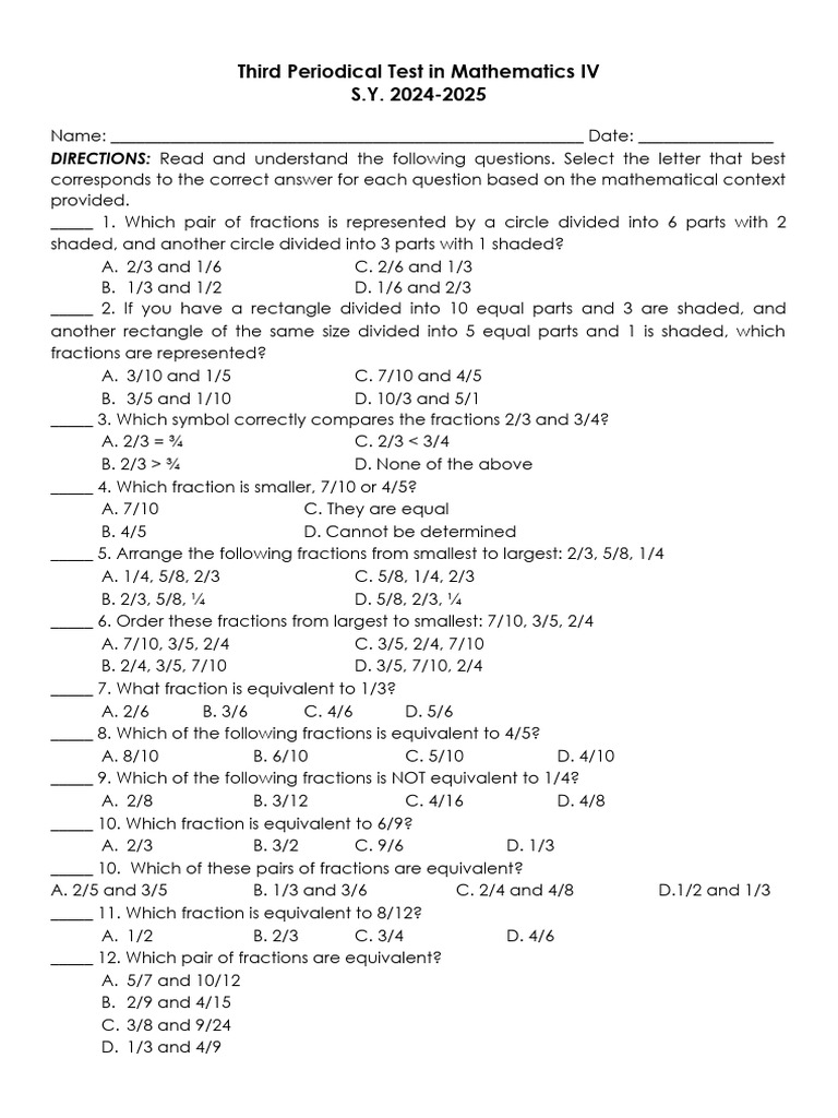 Third Periodical Test in Math 4 Sy 24 25 | PDF | Shape | Geometry