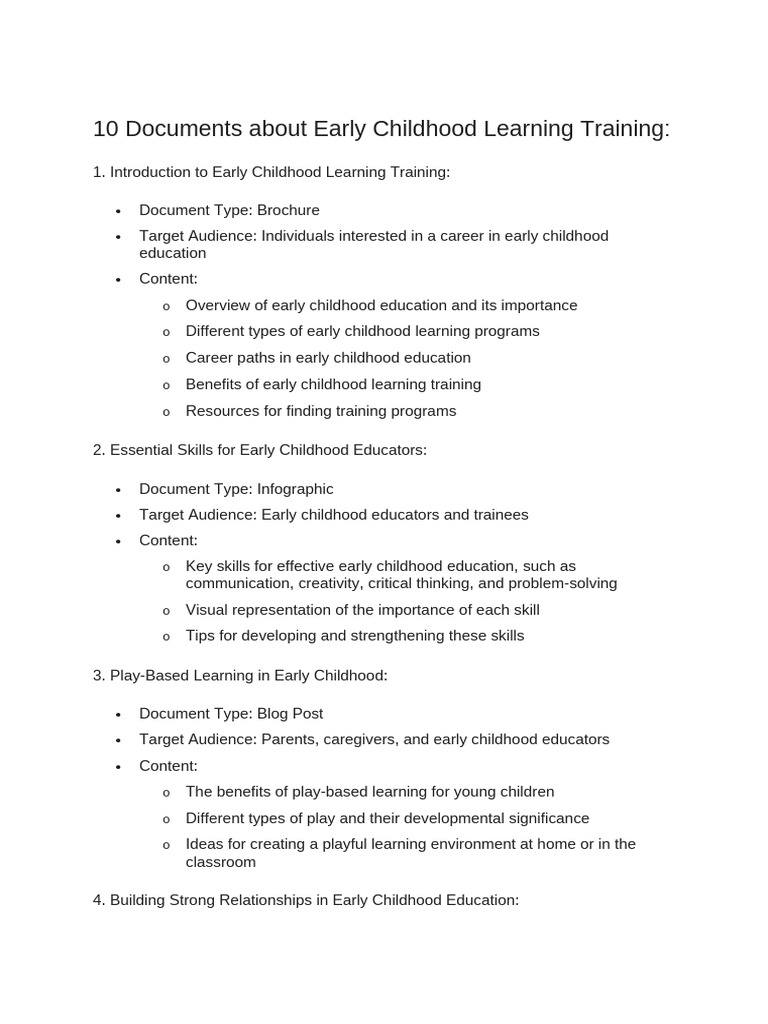 Early Childhood Training | PDF | Early Childhood Education | Learning