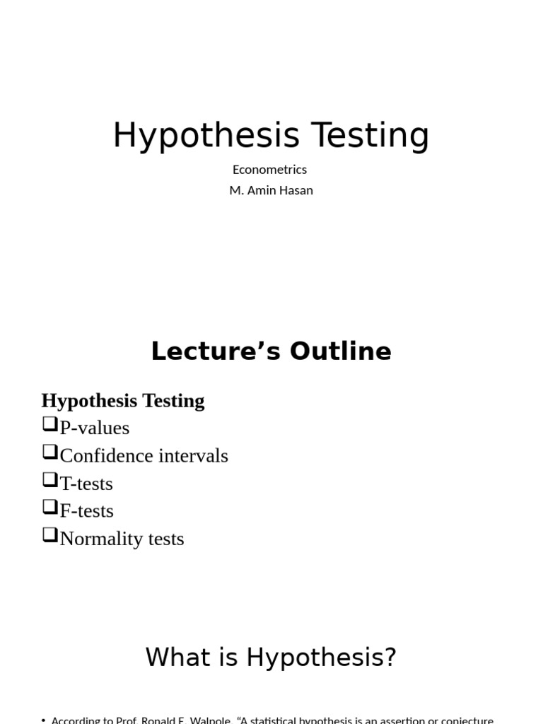 Understanding Hypothesis Testing in Econometrics | PDF | P Value ...