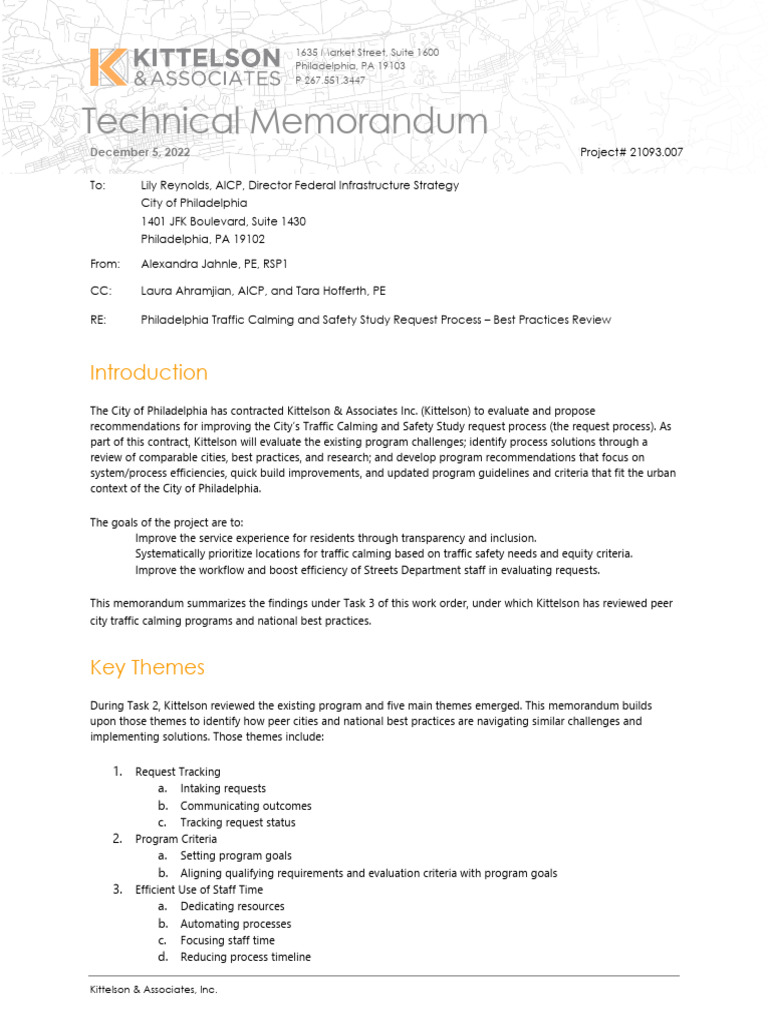AppendixB TrafficCalmingProgram Task 3 Memo 2022-12-05 | PDF | Speed ...