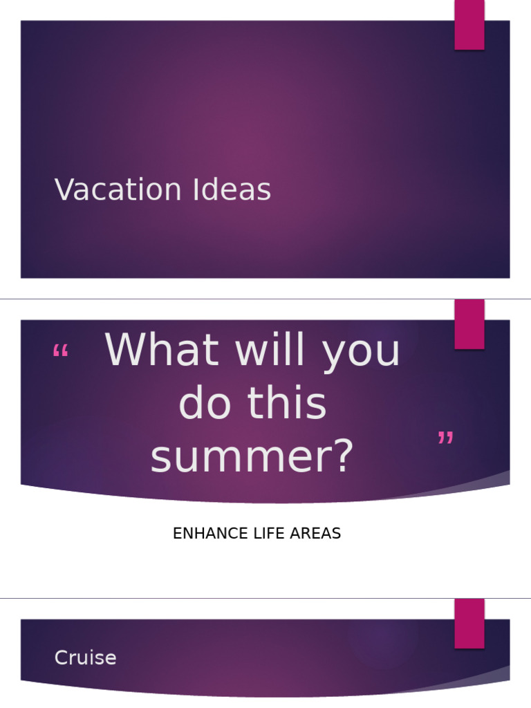 Summer Vacation Ideas and Tips | PDF