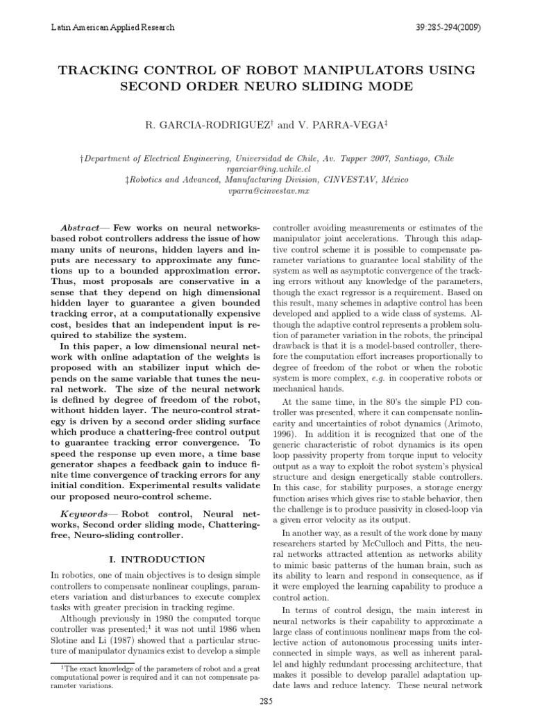 Tracking Control of Robot Manipulators Using Second Order Neuro Sliding ...