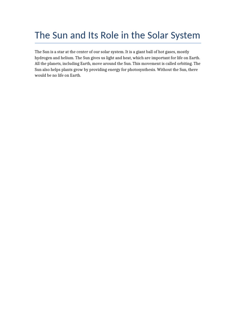 The Sun and Its Role | PDF