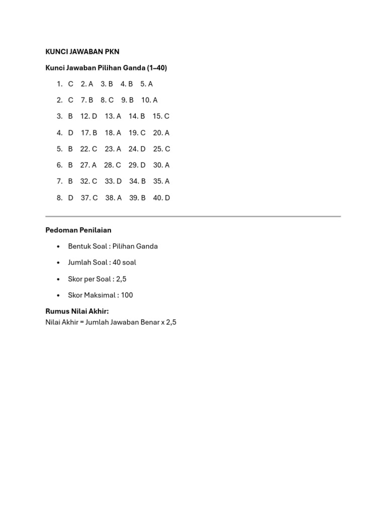 Kunci Jawaban PKN PDF