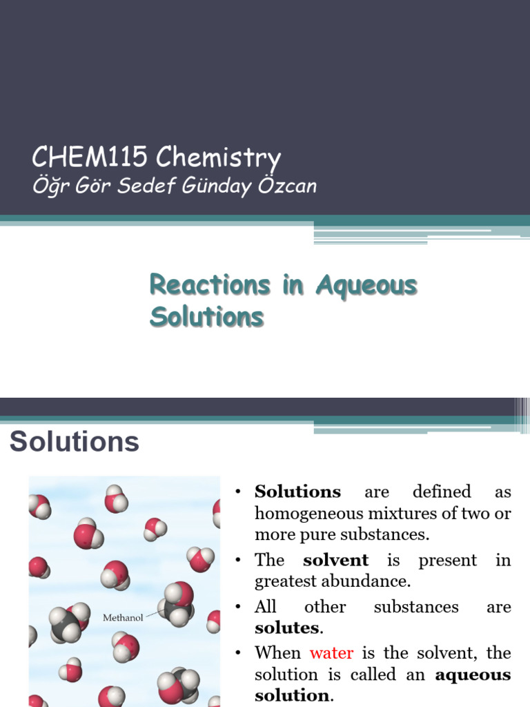 Lecture 6 Reactions in Aqueous Solutions | PDF | Acid | Hydroxide