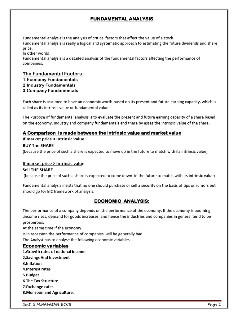 Fundamental Analysis of Stock Value | PDF | Government Budget Balance ...