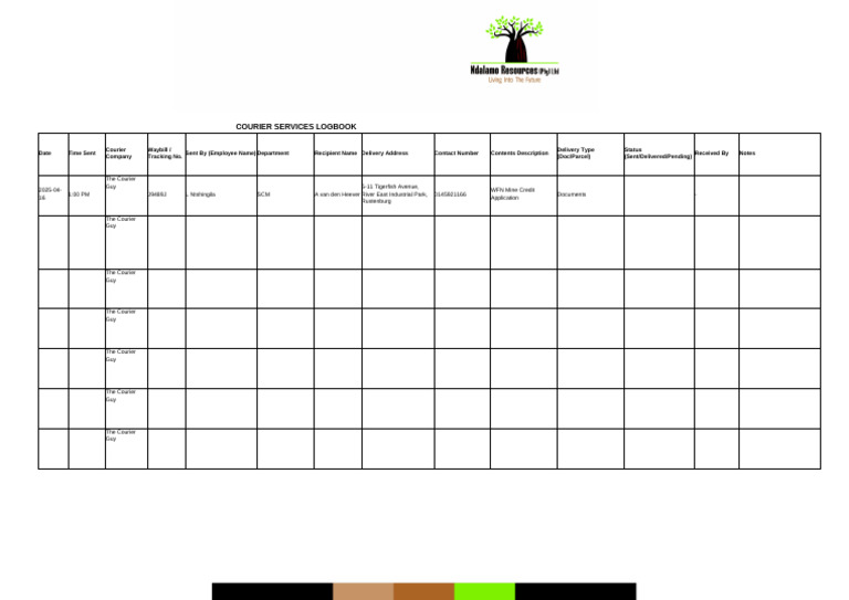 Courier Services Log Book | PDF
